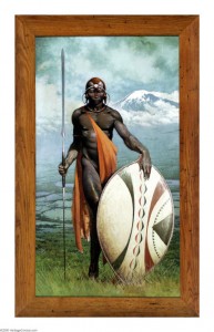 Frank Frazetta "Masai Warrior" large oil painting, "Passed" at Heritage auctions 2/7/04, 11/18/05, 1/21/06.