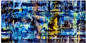 Alan M. Clark "'the Underground in Ruins" Personal work, 2014. Acrylic on hardboard, 2' x 4'