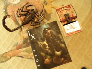 Things I brought home for me: an adorable scorpion in bronze by Villafranca, a "Must have" 'mousetrap" business card holder by Rich Klink, and the IX7 souvenir program book....I managed to resist the tee shirt, but now I wish I hadn't . . . 