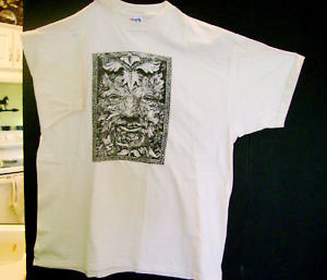 Ron Walotsky's "Green Man" tee-shirt, reproducing his cover art for "Benedictions of Pan" 1993
