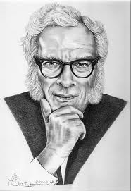 Isaac Asimov in B & W drawing