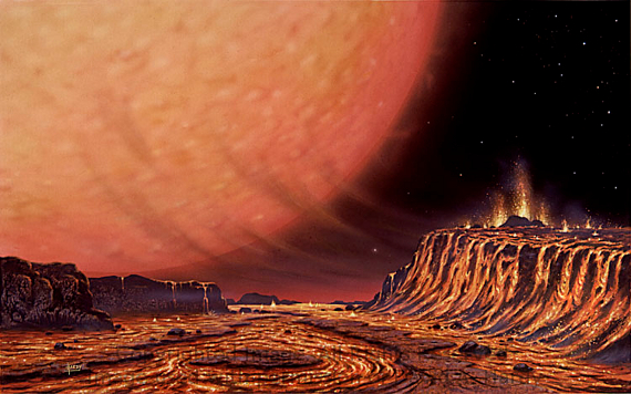 Red Giant Sun. Copyright David A. Hardy