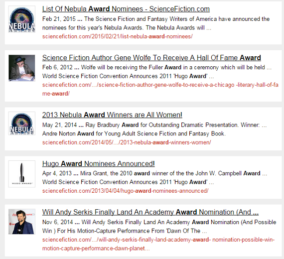 Search results for "Awards" on ScienceFiction.com