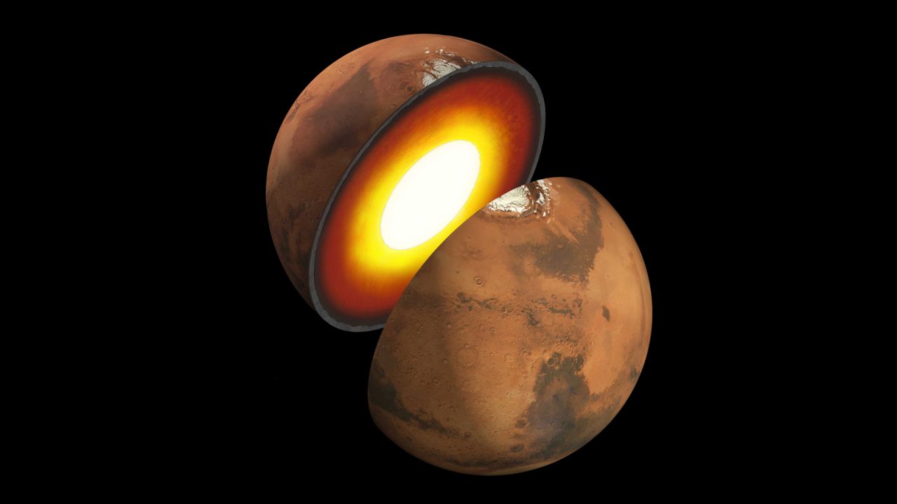Artist's rendition showing the inner structure of Mars