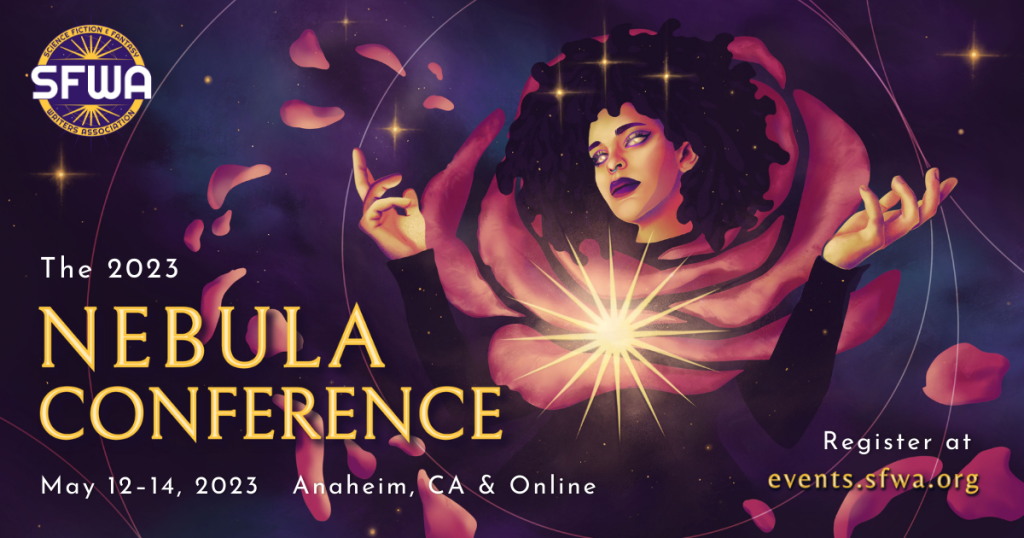 Promo graphic featuring the 2023 Nebula Conference star deity